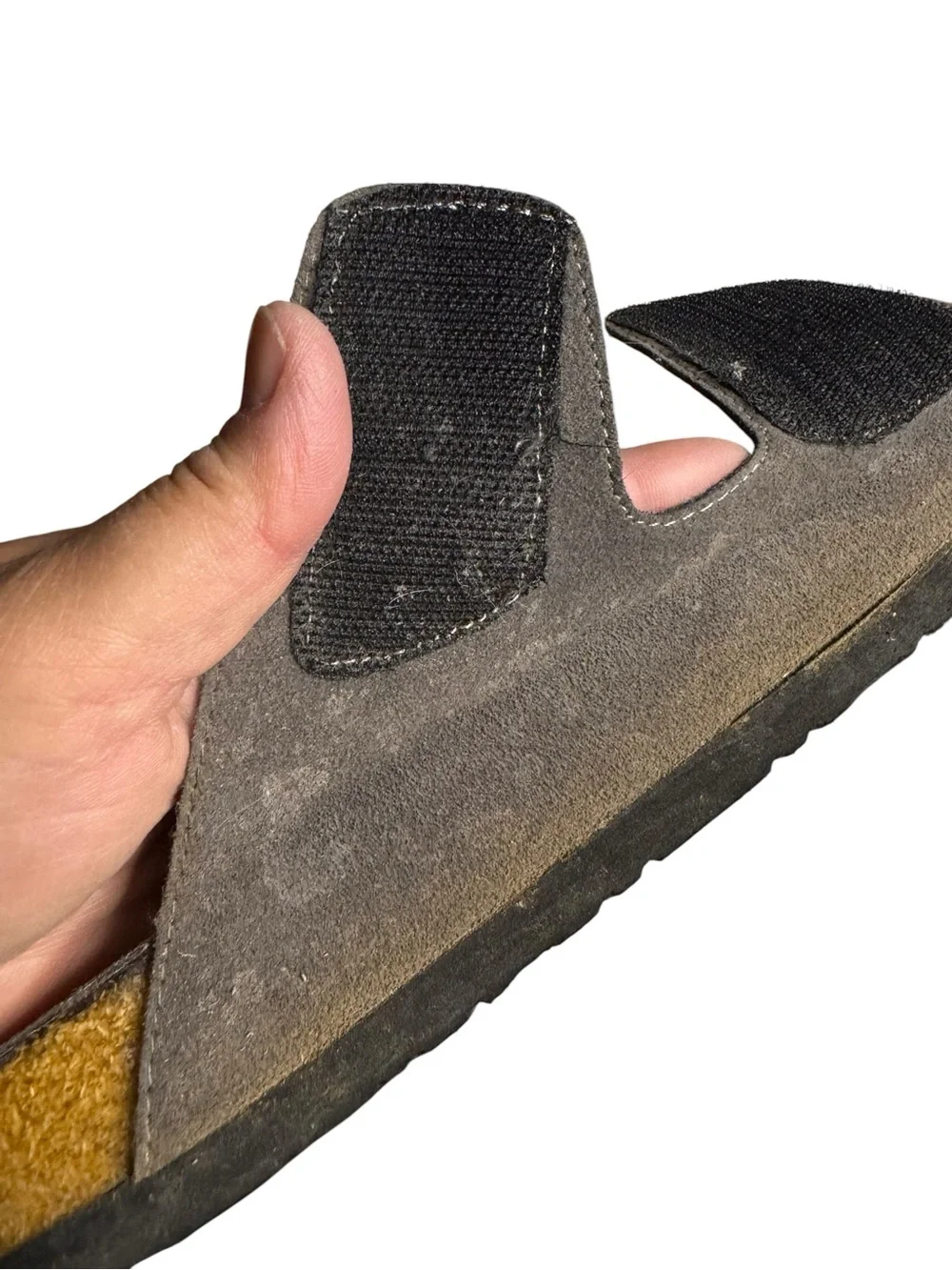 FitVille Grey Suede Arch Support Sandals Men's Size 10-10.5 Adjustable Straps